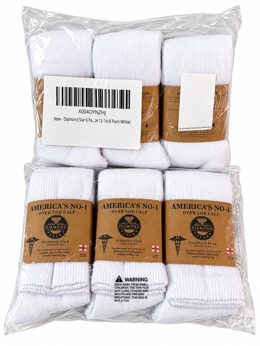 Diamond Supply Co. White Over-the-Calf Crew Socks - 6 Pack